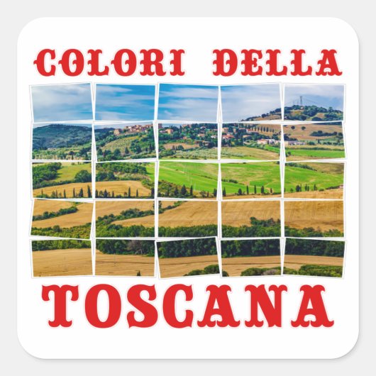 "Kleuren van het Toscane" landschap. Palette Tile Vierkante Sticker (Voorkant)
