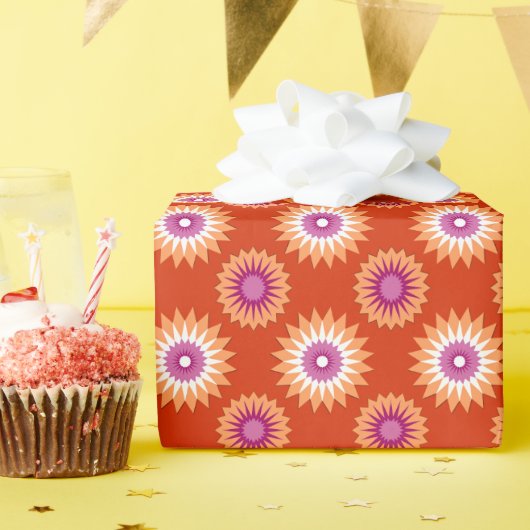 Kleuren van lesbische pride/oranje bloem cadeaupapier (Verjaardagsfeest)