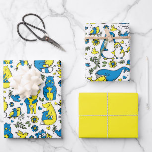 Kleuren van Oekraïne Kinder Blauw Geel Wit Inpakpapier Vel