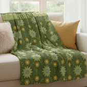 Kleuren van olijfgroene geometrische bloemen fleece deken