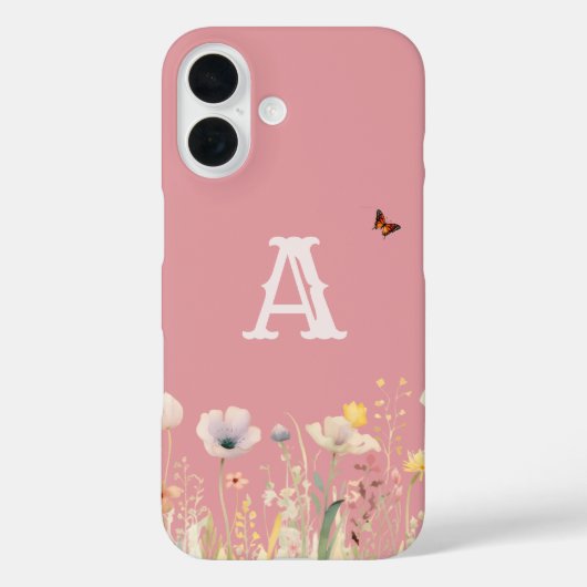 kleuren Waterverf Wildflowers en Monogram Case-Mate iPhone Case (Achterkant)