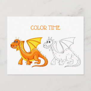 Kleurenactiviteit met oranje en gele draak briefkaart
