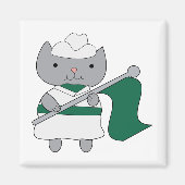 Kleurenbeschermer Kat Groen en Wit Magneet (Voorkant)