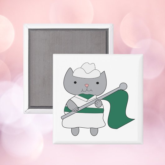 Kleurenbeschermer Kat Groen en Wit Magneet