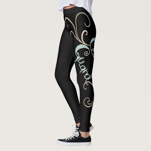 Kleurenbeschermlaag zwart met vormig ontwerp leggings (Links)