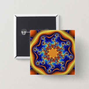 Kleurenblauw, Oranje en geel Vierkante Button 5,1 Cm
