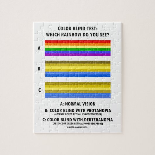 Kleurenblinde test welke regenboog ziet u? legpuzzel (Verticaal)