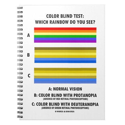 Kleurenblinde test welke regenboog ziet u? notitieboek (Voorkant)
