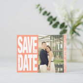 Kleurenblok - Aangepaste datum opslaan - Koraal Aankondigingskaart (Staand voorkant)