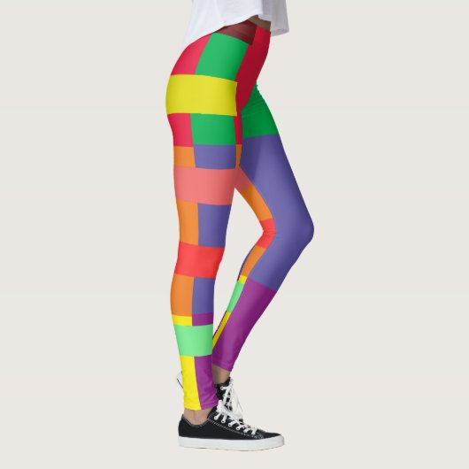 Kleurenblok Streep Regenboog Leggings (Rechts)