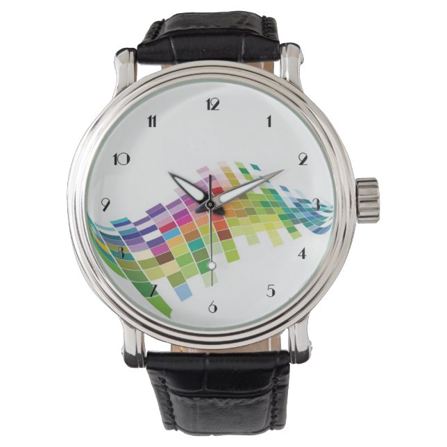Kleurenbolletjes witte polshorloge horloge (Voorkant)