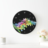 Kleurenbolletjes zwarte wandklok grote klok (Huis)