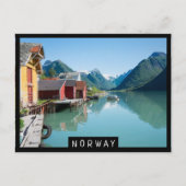 Kleurenbotengebouw en fjord in Noorwegen Briefkaart (Voorkant)