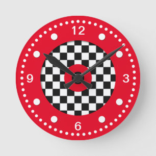 Kleurencontrole Retro en rode wandklok Ronde Klok
