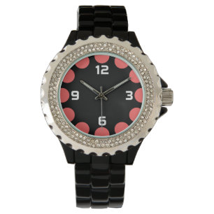 Kleurencrescent - Tropisch roze op zwart Horloge