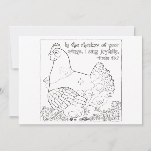 Kleurend Briefkaart Moeder Hen (Voorkant)