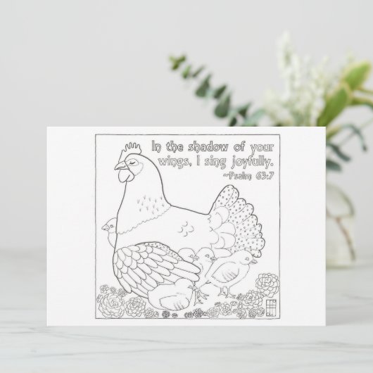 Kleurend Briefkaart Moeder Hen (Staand voorkant)