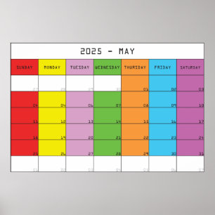 Kleurendagen kalender planner mei 2025 poster
