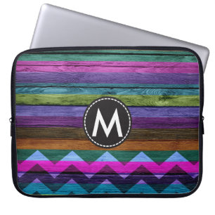 kleurendruk stripes hout #17 laptop sleeve