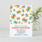 Kleurenfeestuitnodigingen Confetti Modern 4e kinde Kaart (Staand voorkant)