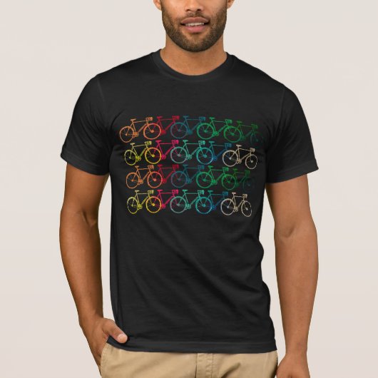 kleurenfietsen in lijn t-shirt (Voorkant)