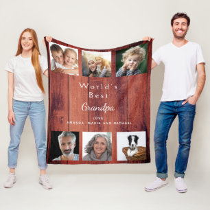 Kleurenfoto collage roestbruin hout fleece deken
