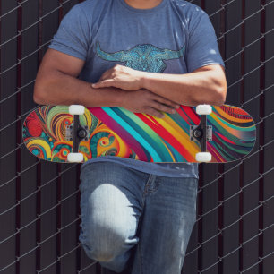 Kleurengolf Fusie – Moderne Abstracte Wervelende K Skateboard
