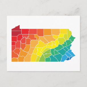 kleurengraafschappen uit pennsylvanië briefkaart