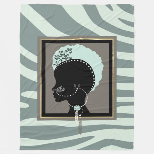 Kleurengroene en zwarte zebraafdrukken voor punk fleece deken (Voorkant)