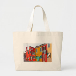 Kleurenhuizen op het eiland Venetië, Burano Italië Grote Tote Bag