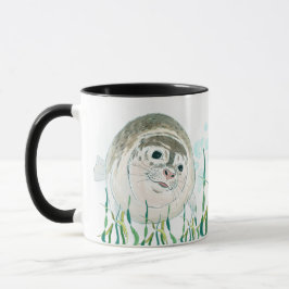 Kleurenillustratie van Cute baby seal Good Morning Mok