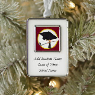 Kleurenopleiding school / diploma verzilverd kader ornament