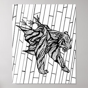 Kleurenpagina - Jaar van de tijger Poster