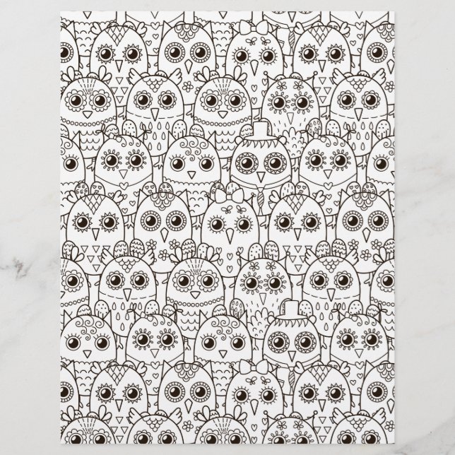 Kleurenpagina Owl Eyes Scrapbook Paper (Voorkant)