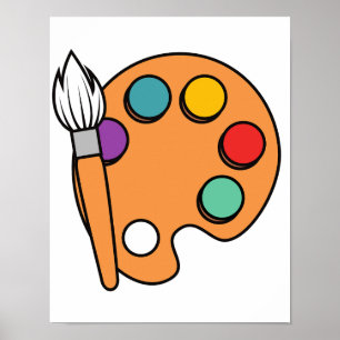 🎨 Kleurenpalet en verfkwast – Artistiek afdrukbaa Poster