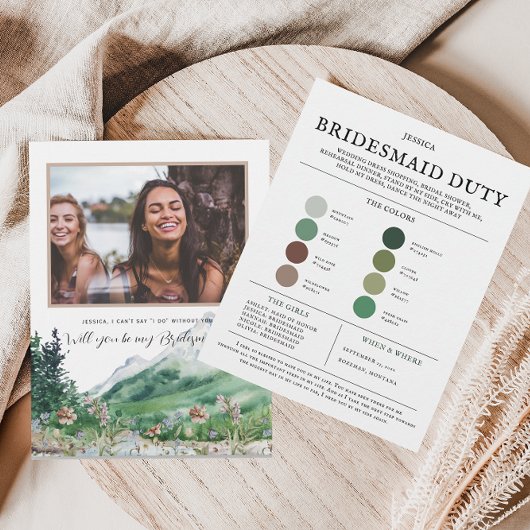 Kleurenpalet Wilde bloem | Wees mijn Bridesmaid Aankondiging