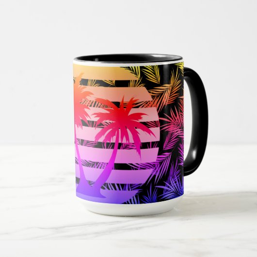Kleurenpalm Silhouette Black Stripe Mok (Voorkant rechts)