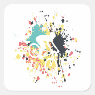 Kleurenplasma voor fiets downhill vierkante sticker