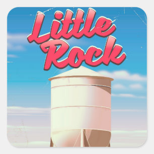 Kleurenposter voor reizen naar Little Rock, Arkans Vierkante Sticker
