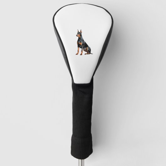 Kleurenpotloodschets van een Doberman Pinscher. Es Golfheadcover (Voorkant)