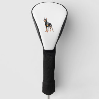 Kleurenpotloodschets van een Doberman Pinscher. Es Golfheadcover