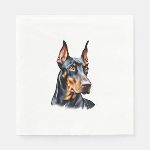 Kleurenpotloodschets van een Doberman Pinscher. Es Servet