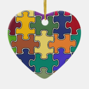 kleurenpuzzelstukjes keramisch ornament