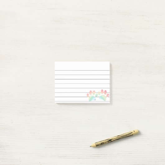 Kleurenregenboogdog pasten 4x3 gelaagd post-it® notes (Op bureau)