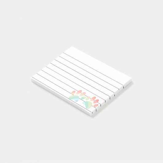 Kleurenregenboogdog pasten 4x3 gelaagd post-it® notes (Schuin)