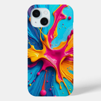 Kleurensplash Blauw Roze Geel iPhone Hoesje
