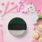 Kleurenstrepen - Groen, crème en zwart Papieren Kommen (Feest)