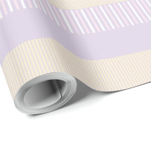 Kleurenstrepen - Pastel Roze, Geel en Paars Cadeaupapier