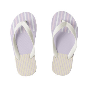 Kleurenstrepen - Pastel Roze, Geel en Paars Kinder Teenslippers