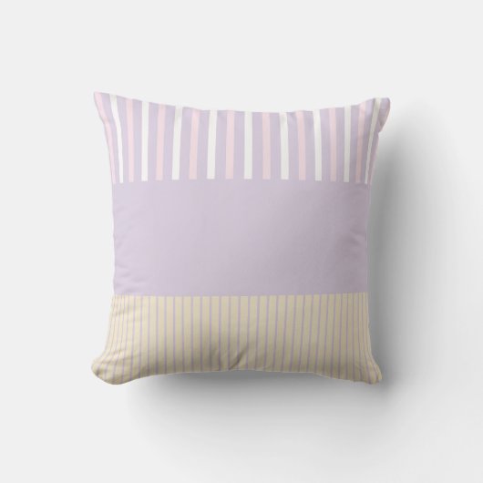Kleurenstrepen - Pastel Roze, Geel en Paars Kussen (Voorkant)